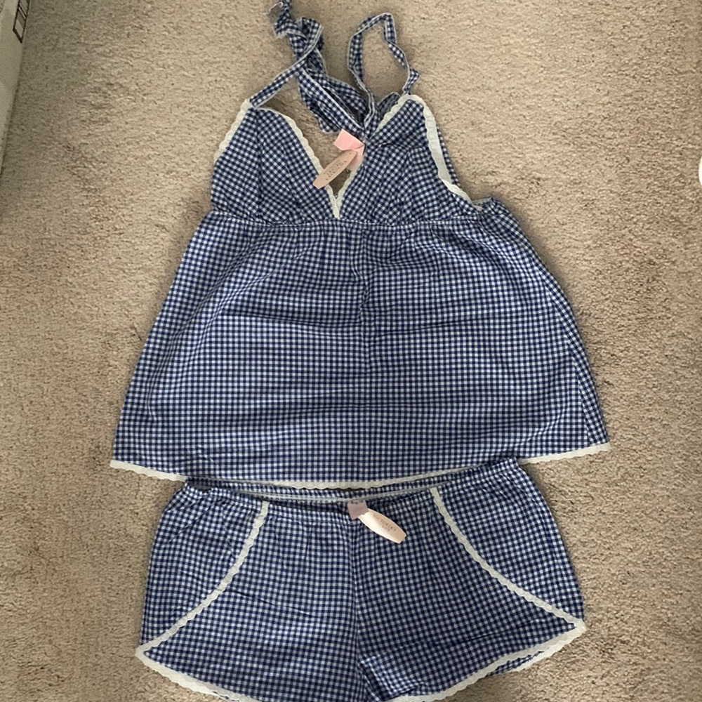 New Victoria’s Secret 2- pc blue gingham pajama sleep set